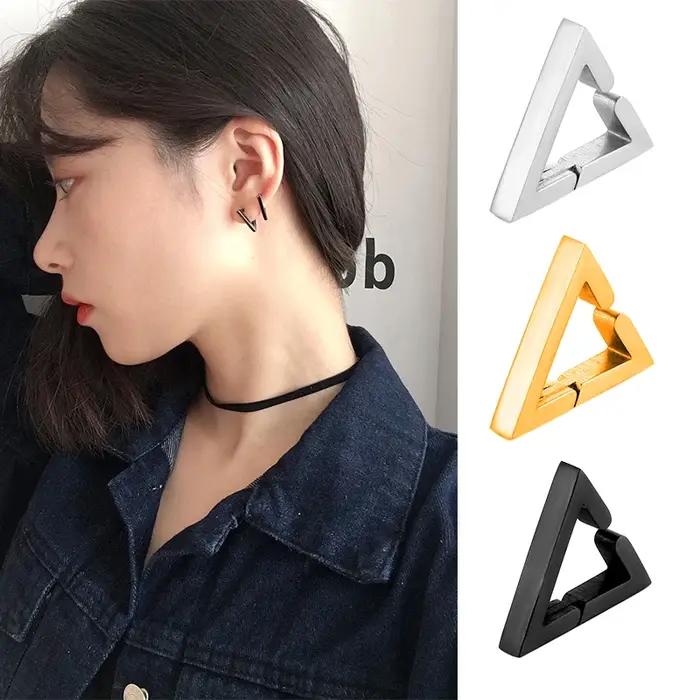 Boucles d'oreilles créoles gothiques en acier inoxydable non piercing pour homme et femme styles punk et modernes occasions spéciales