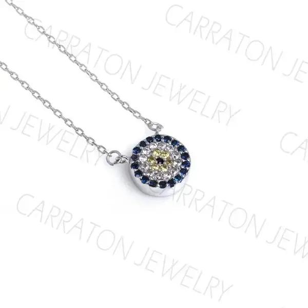KALETINE mauvais œil colliers 925 en argent Sterling collier rond AAA CZ pour les femmes lien chaîne turquie bijoux