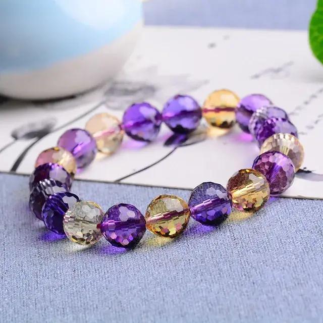 Alanding Yst-Bracelet de perles rondes à facettes pour hommes et femmes
