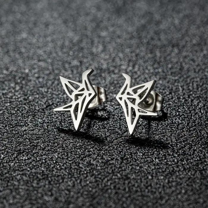 Boucles d'oreilles à tige de grue d'origami sauvage pour femmes