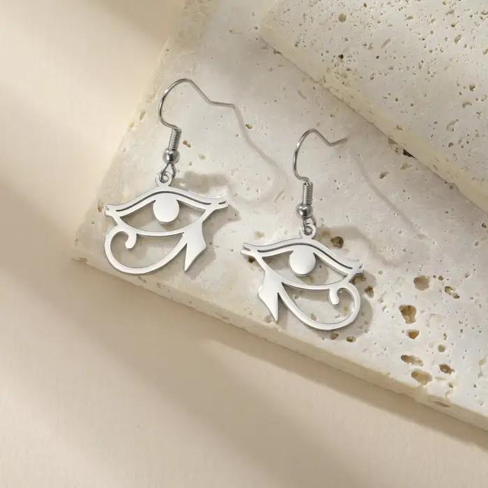 Amulette Wedjat Udjat, pendentif et boucles d'oreilles œil d'Horus Ra de l'Égypte ancienne, en acier inoxydable, pour femme, cadeau de bijoux