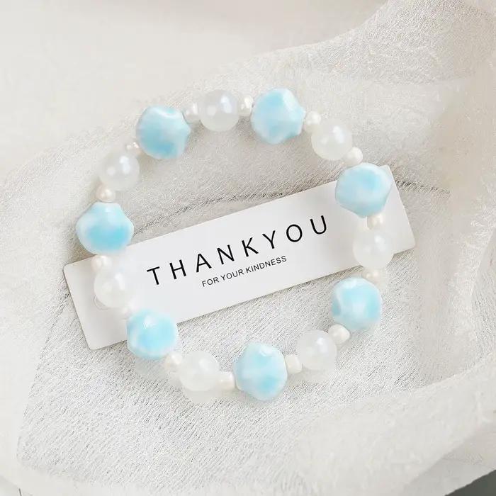 Bracelet en céramique en forme de coquille d'océan pour femmes et hommes, bijoux colorés, cadeau pou
