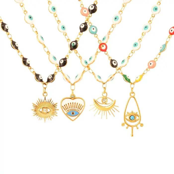 Collier à breloques mauvais œil de couleur bleue pour femmes et hommes