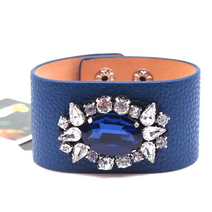 TOTABC nouveau Bracelet en cuir à breloques strass contracté et généreux bijoux de mode