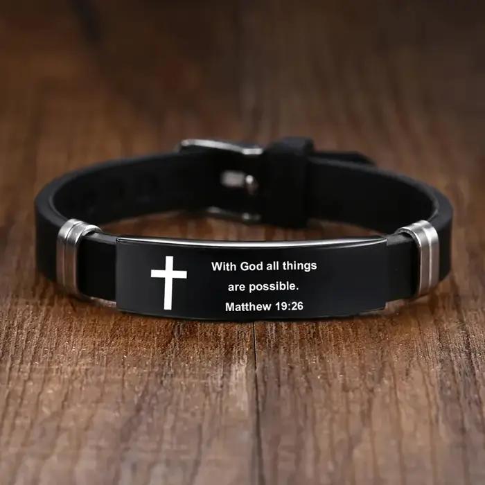 Bracelet verset de la Bible avec croix chrétienne