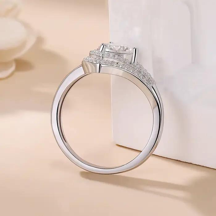 M-JAJA 1ct Halo Moissanite jupe bague de mariage 925 en argent Sterling diamant bague de fiançailles pour les femmes fête bijoux fins cadeau