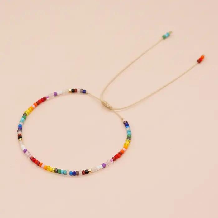 Bracelet de perles de verre arc-en-ciel style Boho fait à la main pour femmes et hommes occasions spéciales fantaisie chic harmonie de la terre