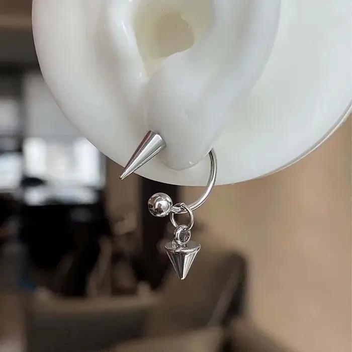 Boucles d'oreilles Punk à rivets couleur argent pour femmes et hommes