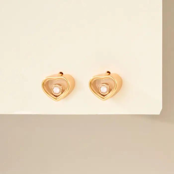 Boucles d'oreilles élégantes en forme de cœur en or Rose pour femmes