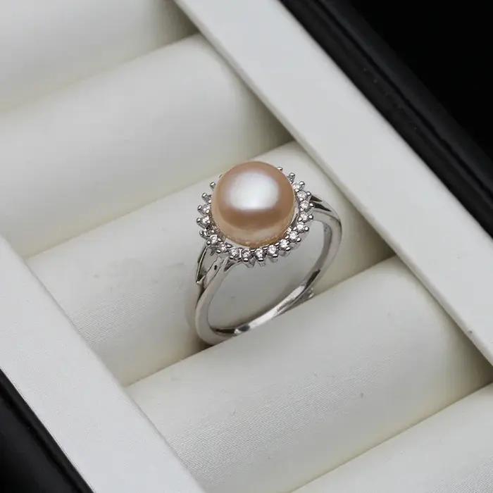 Bague en argent Sterling 925 avec perles pour femme
