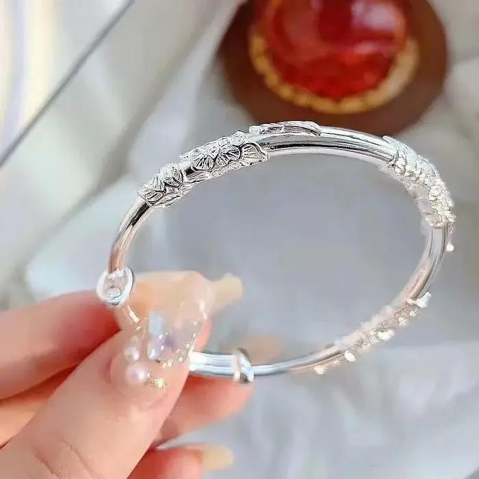 ALIZERO – Bracelet en argent Sterling 925 à fleurs soufflées pour femmes