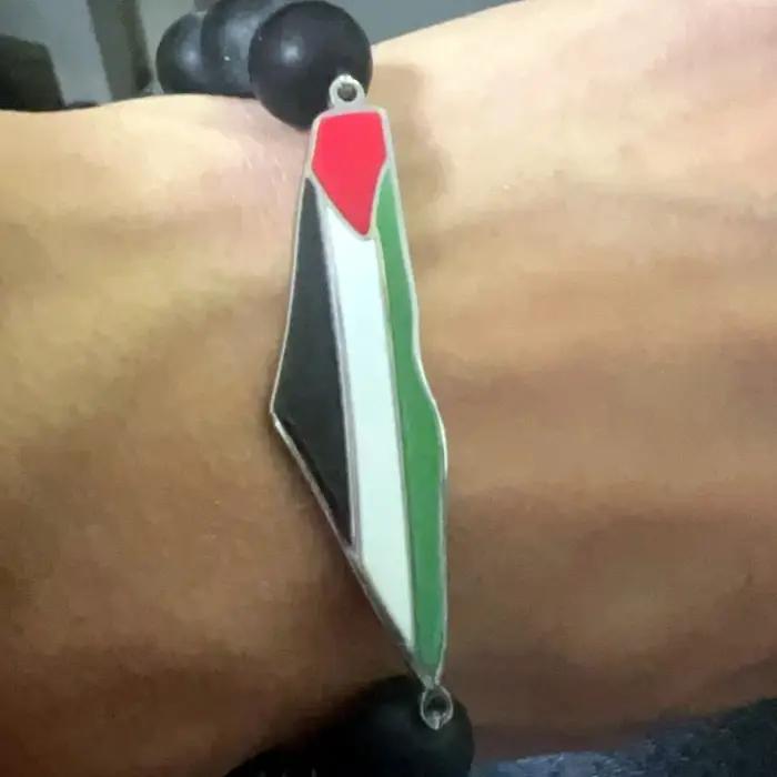 HNSP Palestine Bracelet de perles pour hommes chaîne à main en acier inoxydable