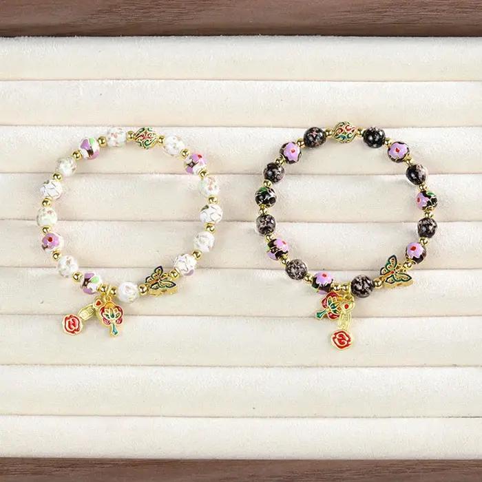 Bracelet Cloisonné Léger de Luxe pour Femmes Émail Cloisonné Style Religieux Occasions Spéciales