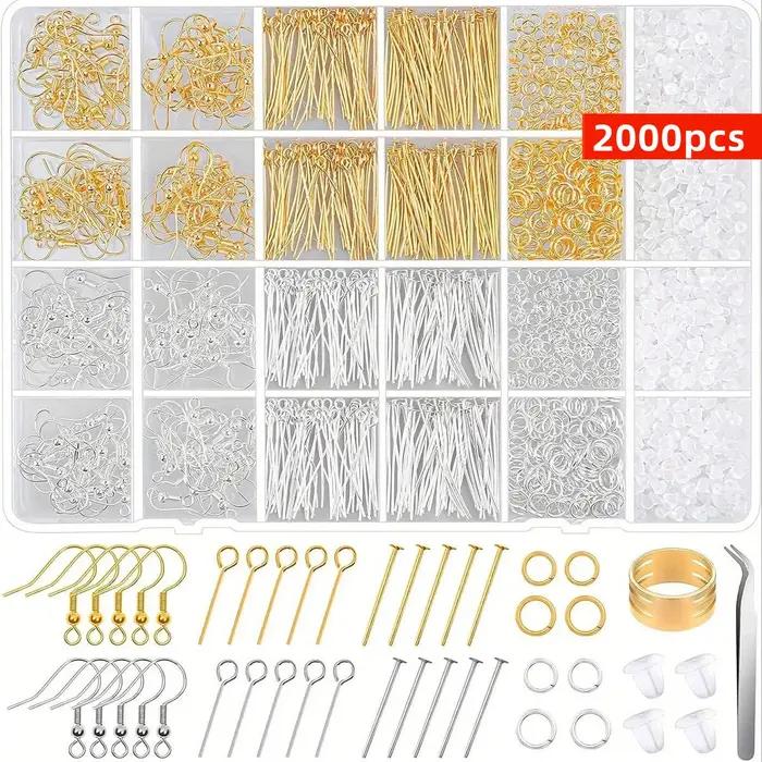 Kit de fabrication de boucles d'oreilles hypoallergéniques, 2000 pièces, avec crochets hypoallergéni