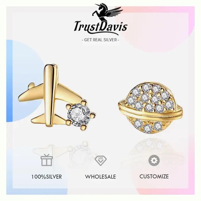 Trustdavis – boucles d'oreilles simples en argent 925 véritable