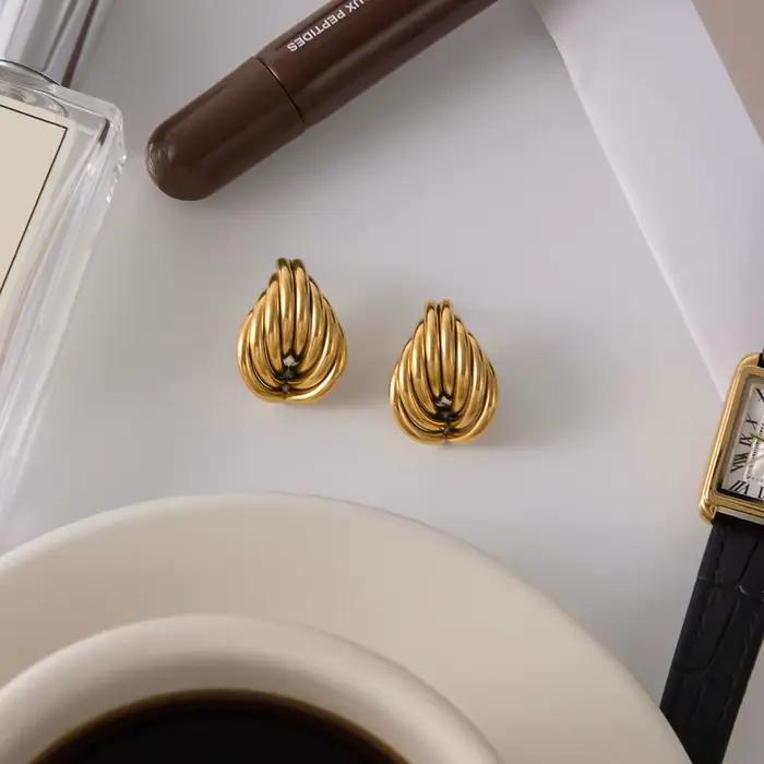Yori – boucles d'oreilles irrégulières multicouches enveloppées de ligne