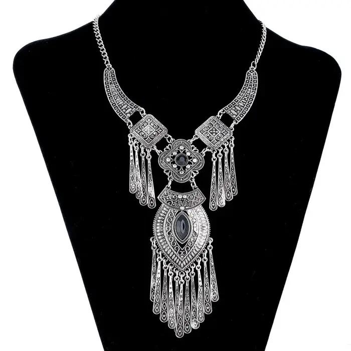 LOVBEAFAS mode bohème Collier ras du cou Vintage gland déclaration Maxi Long
