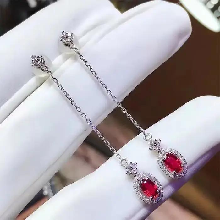 Boucles d'oreilles pendantes incrustées d'argent pour femmes