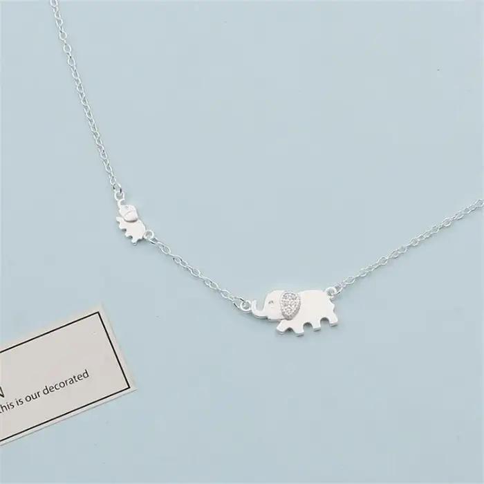 Style européen bijoux de mode nouveau petit éléphant 925 en argent Sterling mignon Animal cristal clavicule chaîne pendentif colliers XL214