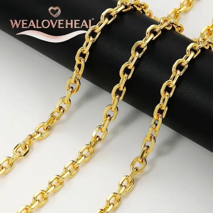 Fabrication de bijoux, Chaîne Rolo ovale plate en métal plaqué or 18 carats