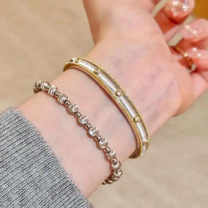 Bracelet Vintage Géométrique Plaqué Or avec Tracker d'Humeur pour Femme Occasions Spéciales