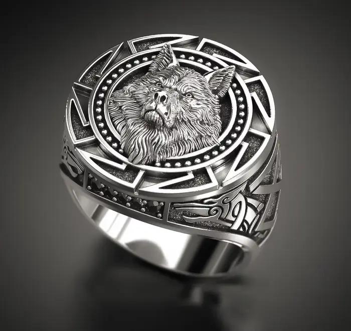 Andara 925 bague en argent Sterling rétro loup Totem Thai bague en argent guerrier tête de loup bagu