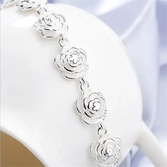 Bracelets en argent Sterling 925 pour femmes, chaîne à fleurs élégantes, classique, à la mode, pour