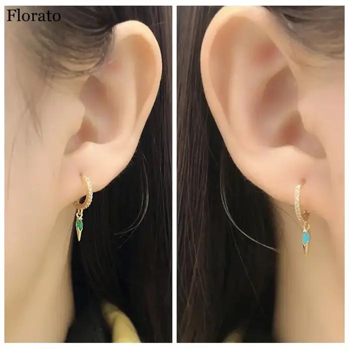 Florato 925 argent boucle d'oreille cerceau