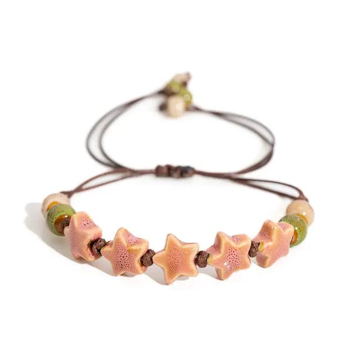 Bracelet réglable fait à la main avec pentagramme