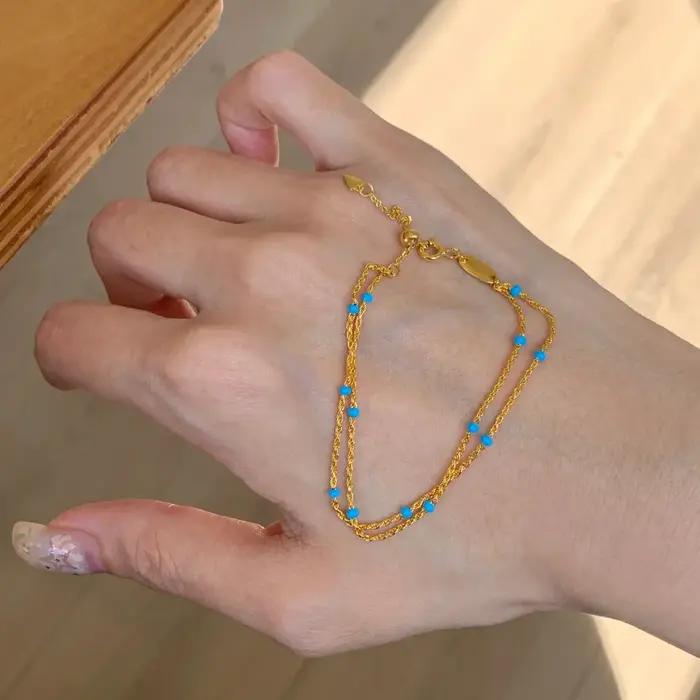 Bracelet minimaliste en chaîne Figaro pour femme, style punk, plaqué or 14 carats, bijou d'été, cade