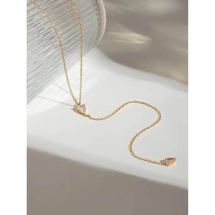 Zora – pendentif minimaliste en strass blancs pour femmes
