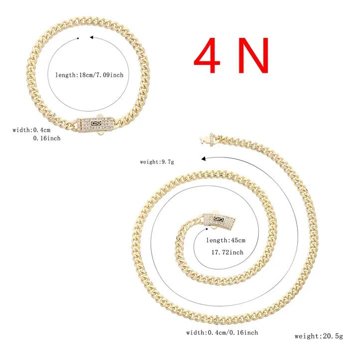 Ensemble Bracelet et Collier Chaîne Vct Monaco Fermoir S 4N/14N Bijoux de Mode pour Hommes et Femmes