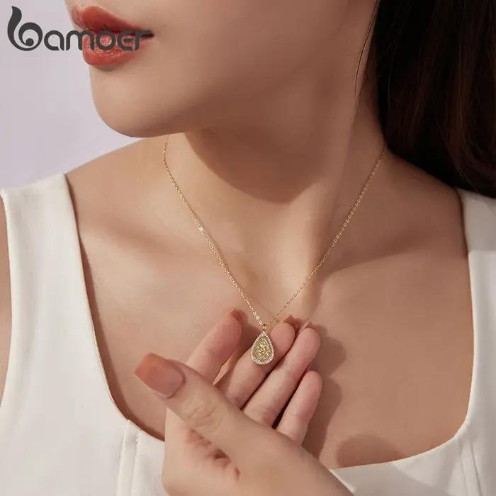 Collier BAMOER 925 Argent Sterling Or 18K Arbre de Vie Zirconium Blanc Occasions Spéciales Femme