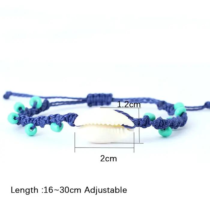 Noter bohême macramé Bracelet réglable unisexe plage coquille Braslet 4mm bleu Howlite