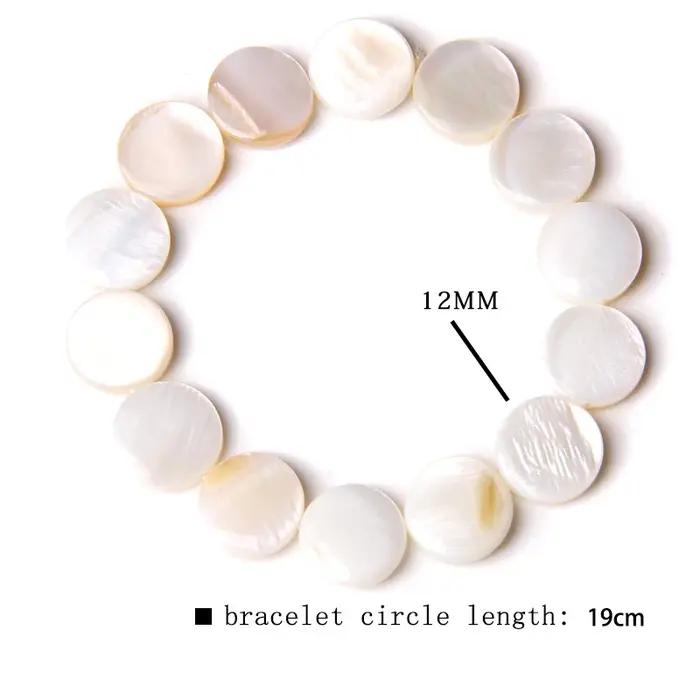 Bracelet Coquillage Rond et pio pour Femme et Homme, Bijou d'Espacement Blanc, Manchette de Style Bo