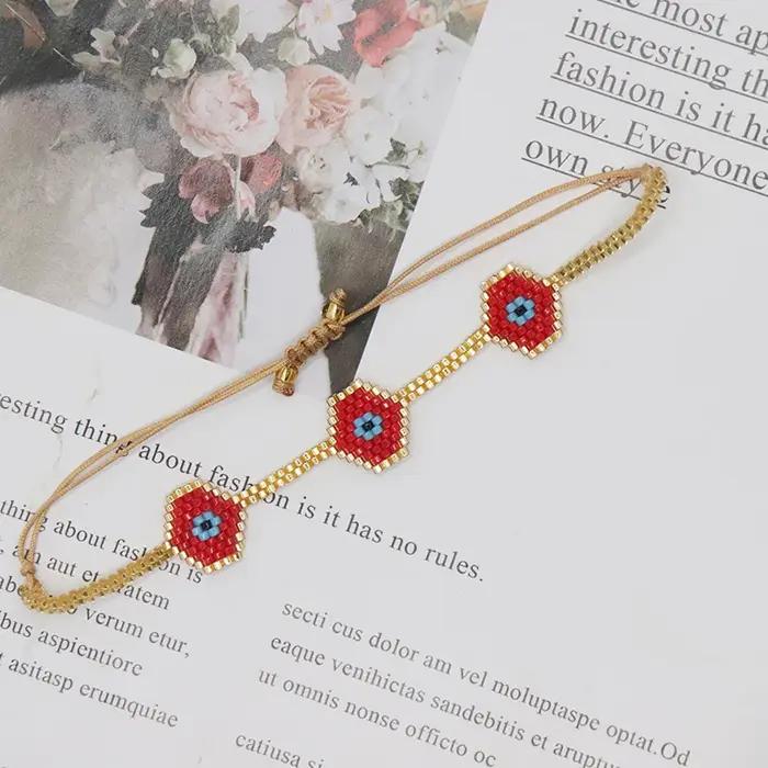 ZHONGVI nouveau mauvais œil Bracelet pour femmes tissé à la main couleur or Miyuki perles de rocaill