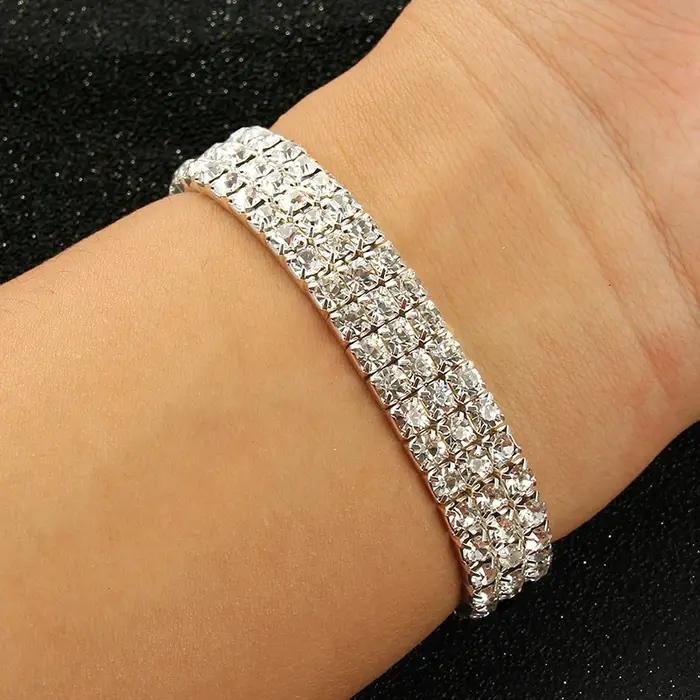 Bracelets et Bracelets en strass couleur argent multi-styles