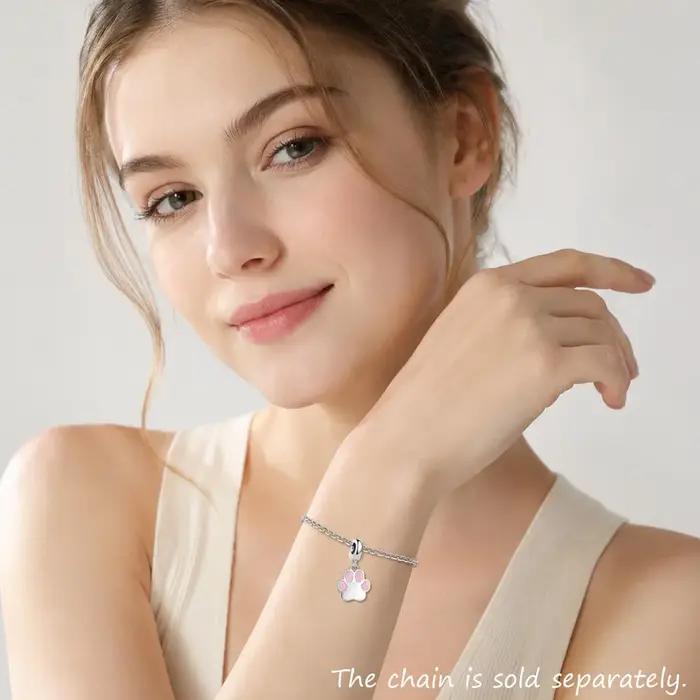 Pendentif patte rose en argent regardé 925 pour femme