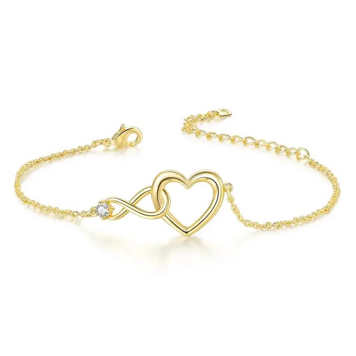 INS – bracelets à breloques en forme de cœur pour femmes, couleur or Rose, chaîne à main d'amitié en