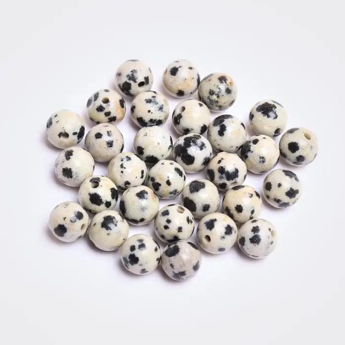 40-15 pièces/sac 4mm/6mm/8mm/10mm/12mm pierre naturelle ronde en vrac perle de jaspe dalmatien pour la fabrication de bijoux bracelet à bricoler soi-même
