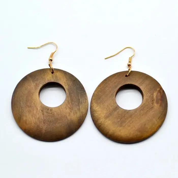 Boucles d'oreilles Vintage en bois pour femmes