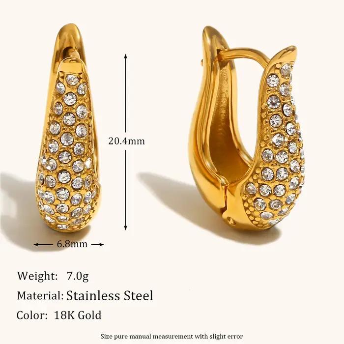 La. Muses Shining Cubic Hoop Errings en acier inoxydable pour femmes, 18K Sweatshirts plaqués, Conia