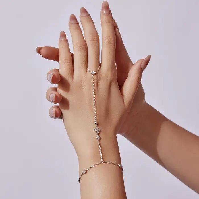 Bamoer U – Bracelet Moissanite à quatre feuilles en argent Sterling 925