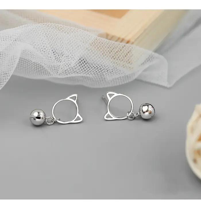 REETI 925 boucles d'oreilles chat cloche en argent Sterling pour femmes filles cadeau mode chaude