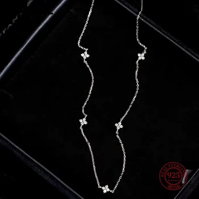 Jkeli – colliers français en argent Sterling 925 avec pendentif fleur à quatre feuilles pour femmes