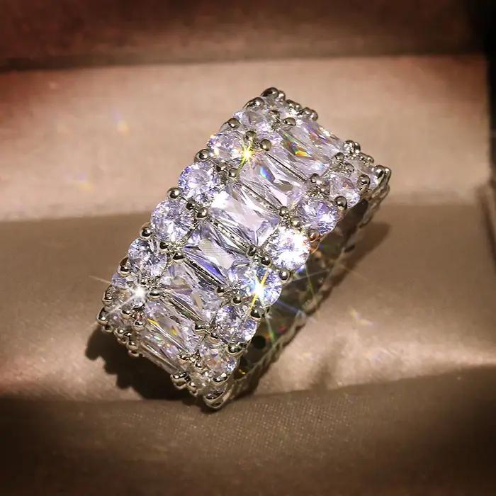 Bague en argent 925 avec Zircon brillant AAA pour femmes
