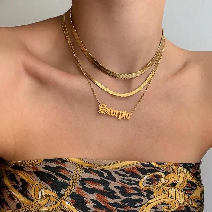 Collier personnalisé homme femme couple luxe résistant à la décoloration en acier titane inoxydable bijoux vente en gros