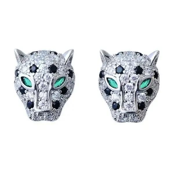 Boucles d'oreilles en cuivre zircone cubique animal print élégantes pour femmes hiphop rock soirée gala
