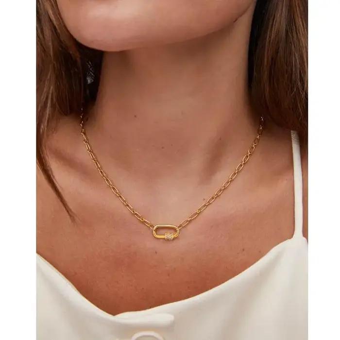 Collier pendentif trombone plaqué or JO18 carats pour femme