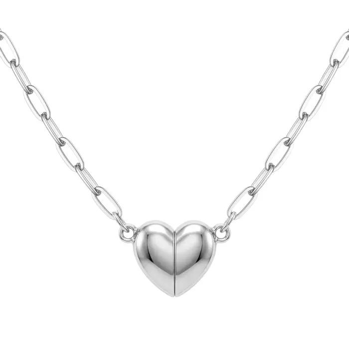 Colliers magnétiques en forme de cœur pour femmes, plaqués or 18 carats, en acier inoxydable, avec c